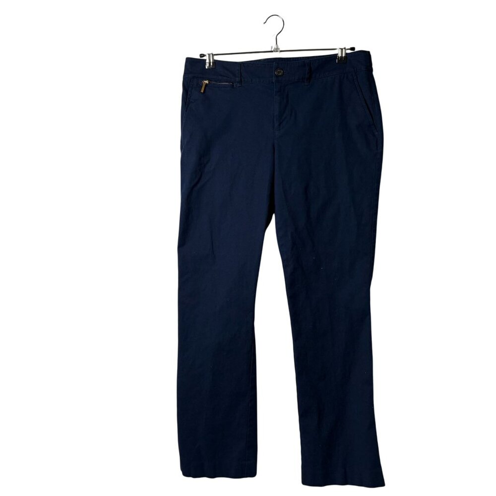 Lauren Ralph Lauren Chino Pants Womens Petite 8P Navy Blue Zip Pocket Boot Cut